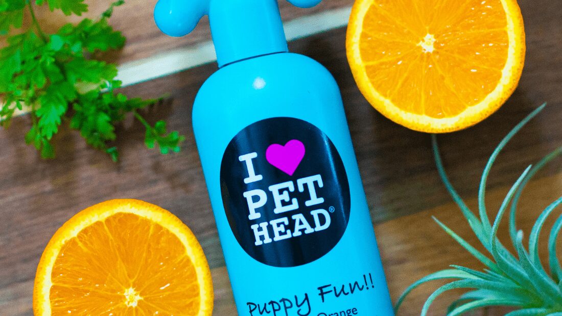 A bottle of Pet Head Puppy Fun