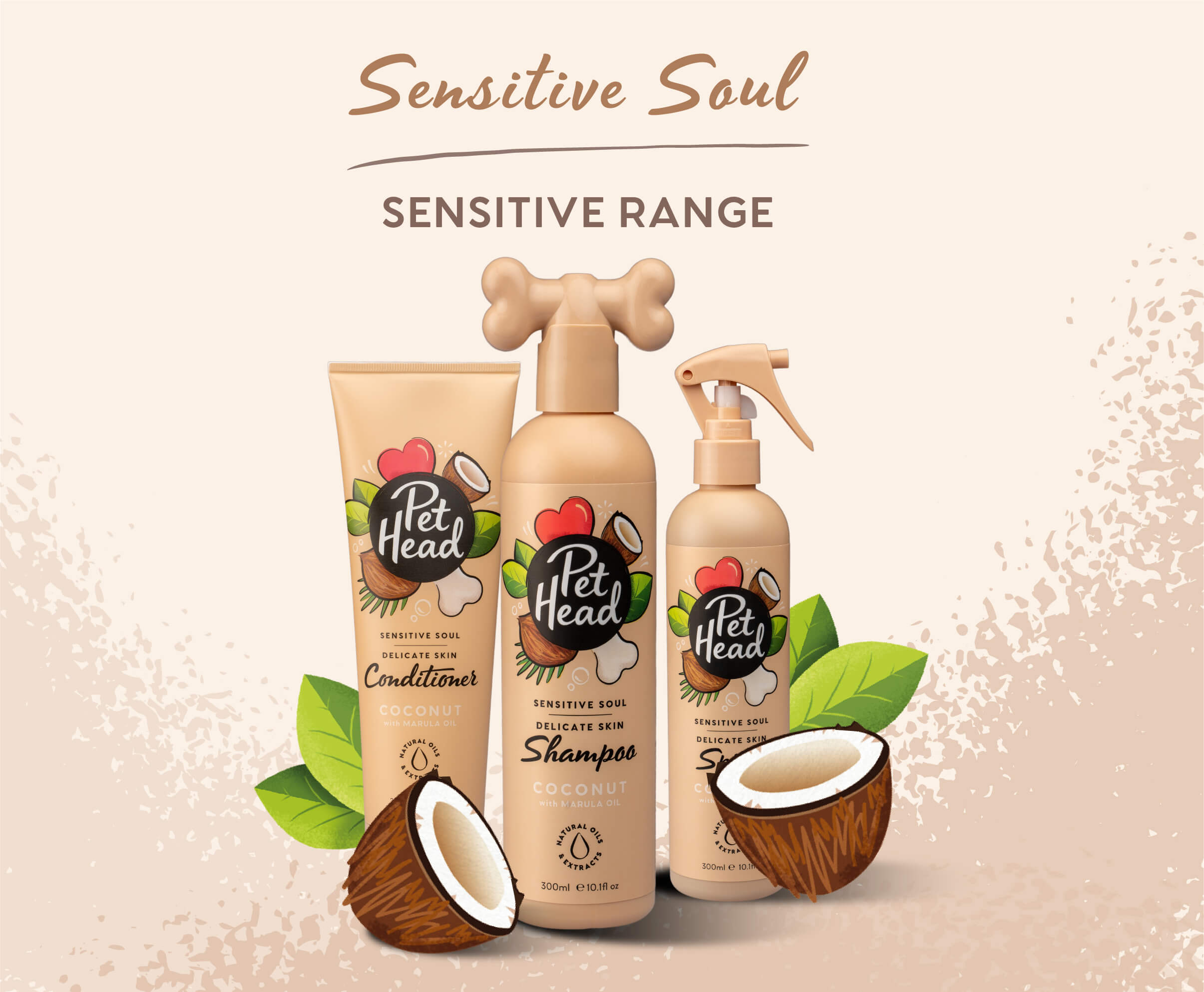 Product shots of the Pet Head Sensitive Soul range