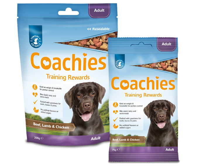 Packaging for the two sizes of Coachies Adult Training Rewards