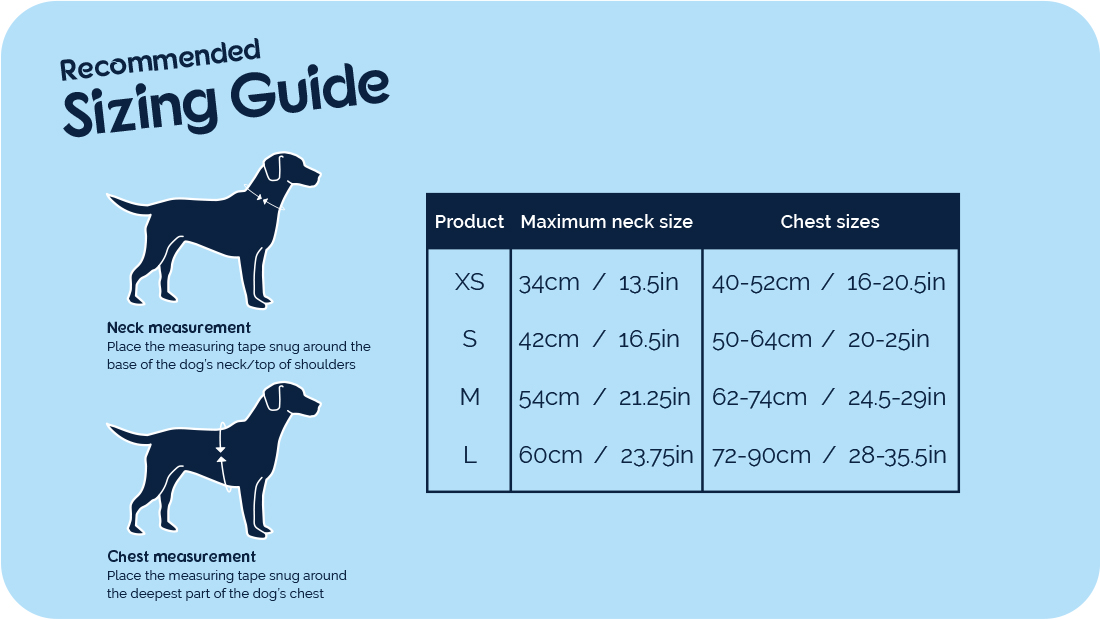 CarSafe Dog Car Safety Harness Size Guide