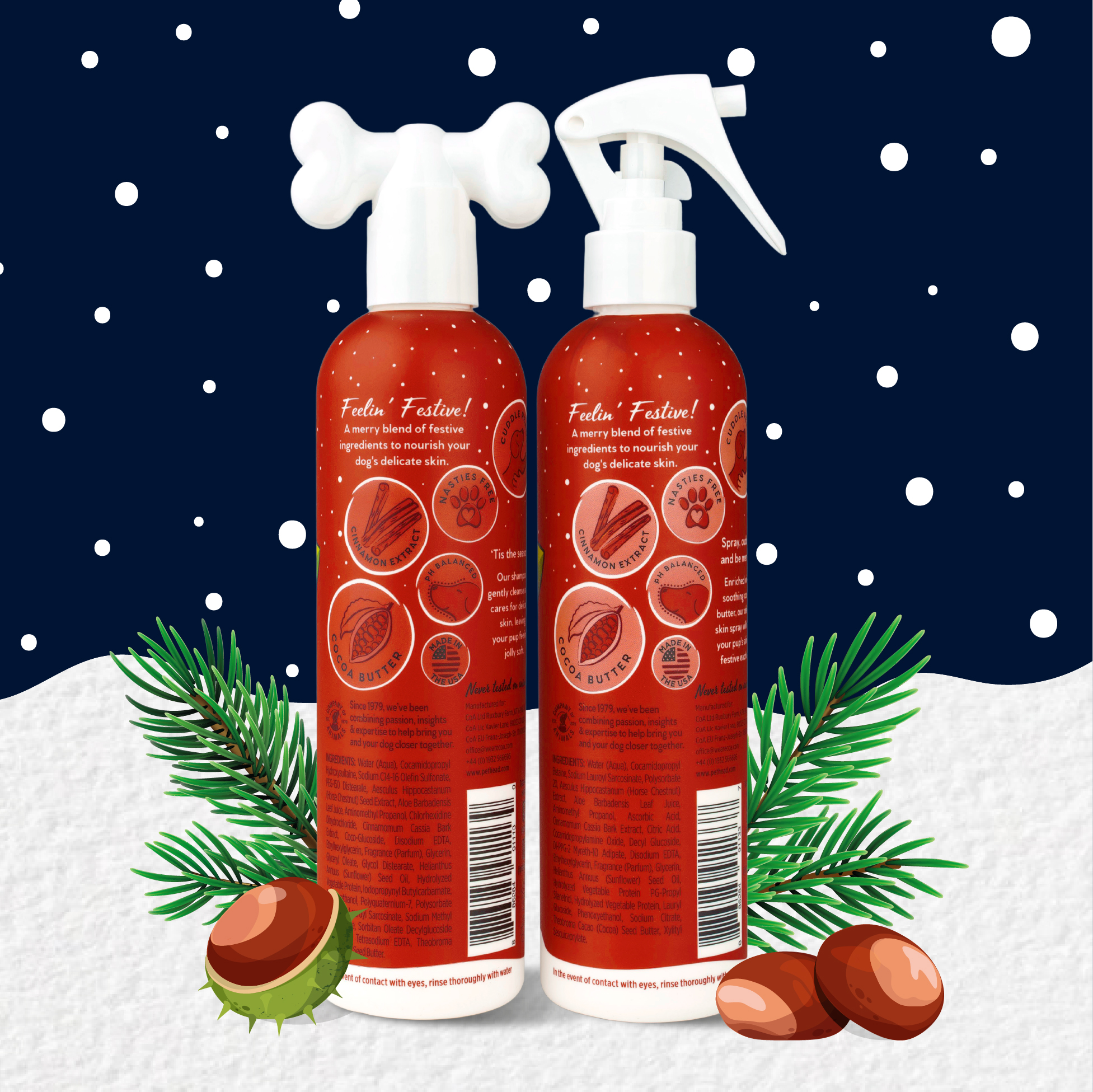 back of pack Christmas Limited Edition products shampoo and spray